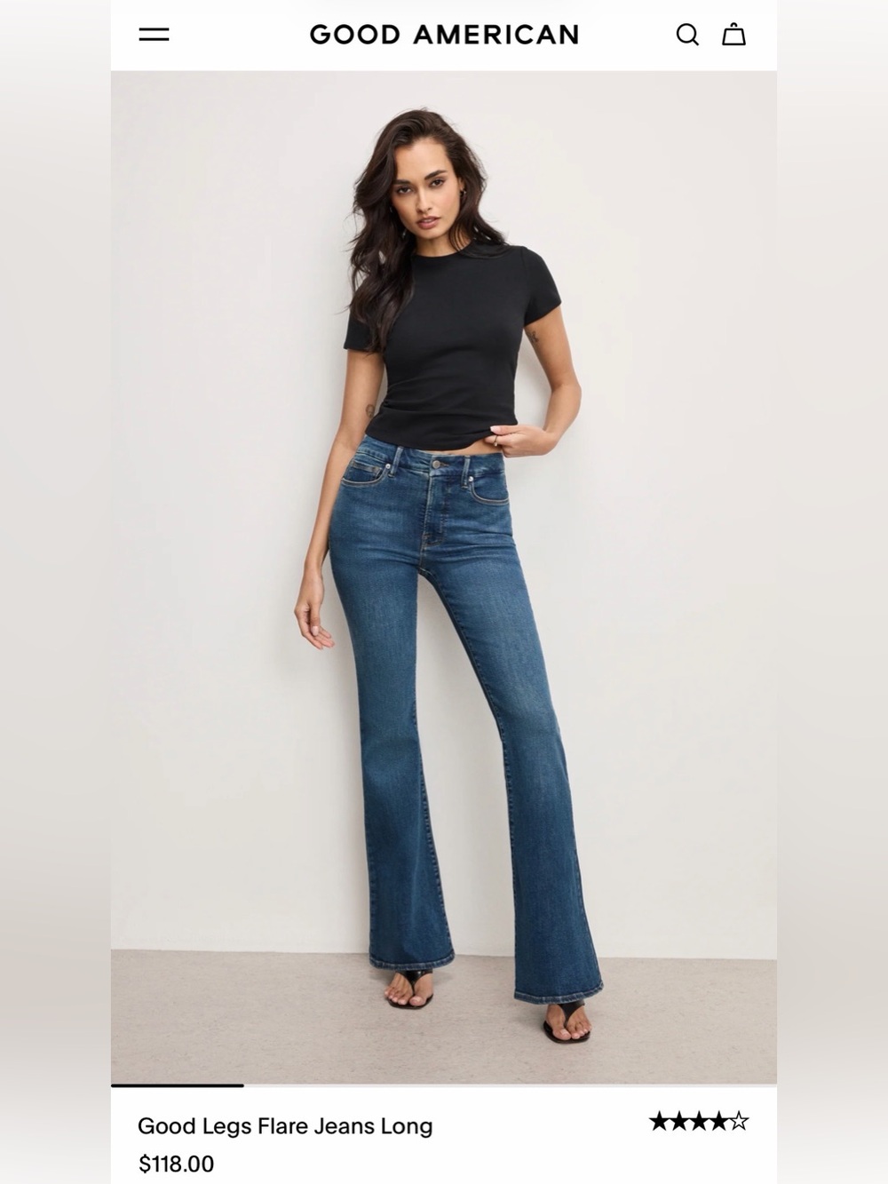 Good American High-Rise Flare Jeans in Medium Blue